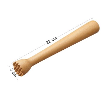 Wooden World - Beech Wood Garlic & Ice Crusher, Wooden Pestle with Toothed Head, 22 cm