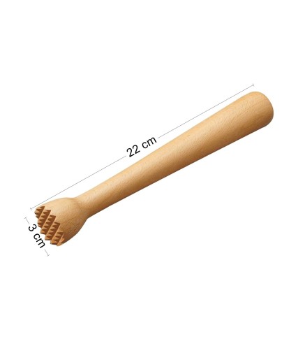 Wooden World - Beech Wood Garlic & Ice Crusher, Wooden Pestle with Toothed Head, 22 cm