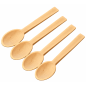 Wooden World - Set of 4 Beech Wooden Cooking Spoons 24 cm - Natural Unfinished Kitchen Utensils