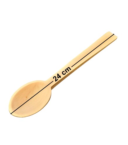Wooden World - Set of 6 Beech Wood Cooking Spoons 24 cm, Natural Unfinished Wooden Kitchen Utensils