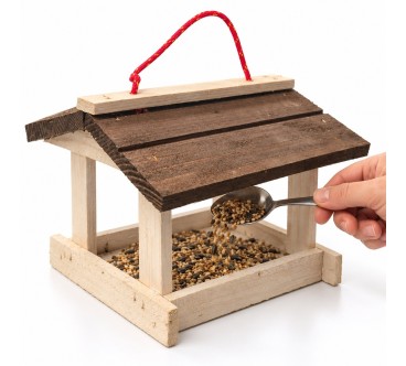 White & Brown Wooden Bird Feeder | Wooden World