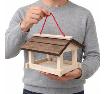 White & Brown Wooden Bird Feeder | Wooden World