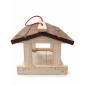 Wooden World - Handmade Hanging Wooden Bird Feeder with Roof, White and Brown Wooden World - Handmade Hanging Wooden Bird Feeder with Roof, White and Brown