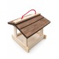 Wooden World - Handmade Hanging Wooden Bird Feeder with Roof, White and Brown Wooden World - Handmade Hanging Wooden Bird Feeder with Roof, White and Brown
