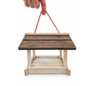 White & Brown Wooden Bird Feeder | Wooden World