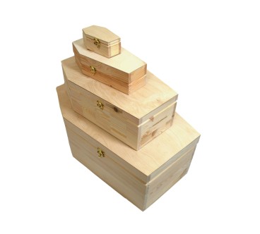 Wooden coffin-shaped boxes set 4pcs Halloween