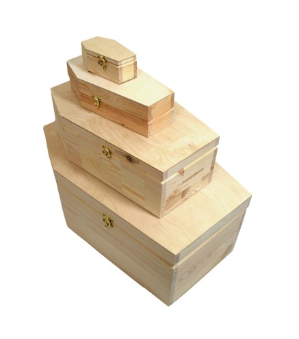 Wooden coffin-shaped boxes set 4pcs Halloween