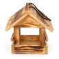 Wooden World - Small Wooden Bird Feeder with Roof & Hanging Cord, Rustic Scorched Finish