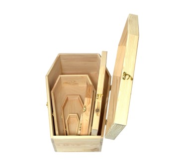 Wooden coffin-shaped boxes set 4pcs Halloween