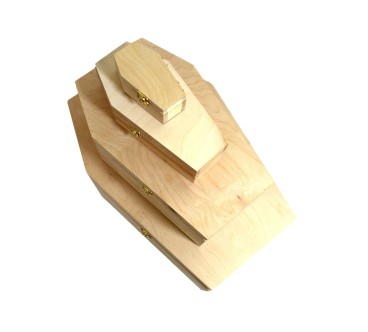 Wooden coffin-shaped boxes set 4pcs Halloween
