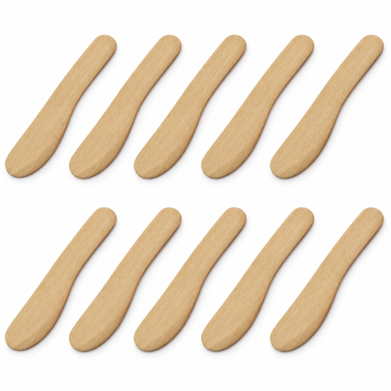 Wooden World - Set of 10 Wooden Butter Knives 13.5 cm, Unfinished Beech Wood Spreaders Wooden World - Set of 10 Wooden Butter Knives 13.5 cm, Unfinished Beech Wood Spreaders