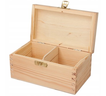 Wooden Tea Box – 2 Compartments – Handmade in UK