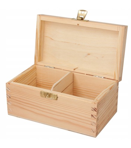 Wooden Tea Box – 2 Compartments – Handmade in UK