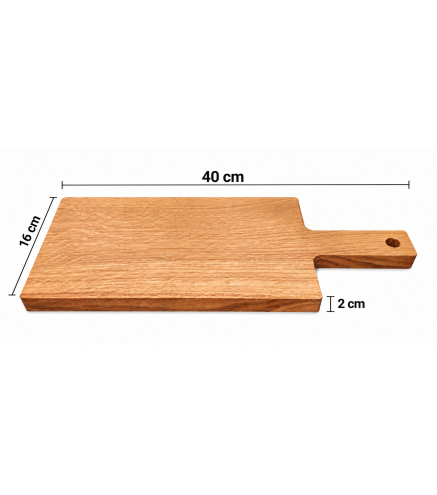 Wooden World Oak Chopping and Serving Board with Handle 40 x 16 x 2 cm