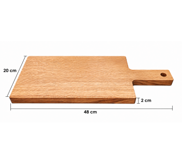 Wooden World Large Oak Chopping Board with Handle, Oiled Wooden Serving Board, 48 x 20 x 2 cm