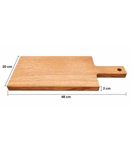Wooden World Large Oak Chopping Board with Handle, Oiled Wooden Serving Board, 48 x 20 x 2 cm