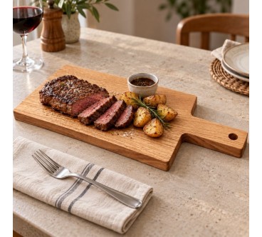 Large Oak Chopping & Serving Board with Handle 48 x 20 cm
