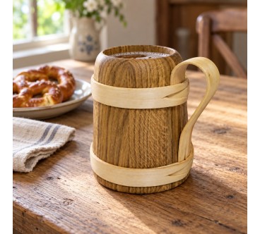 Oak Wooden Beer Tankard with Handle | Wooden World