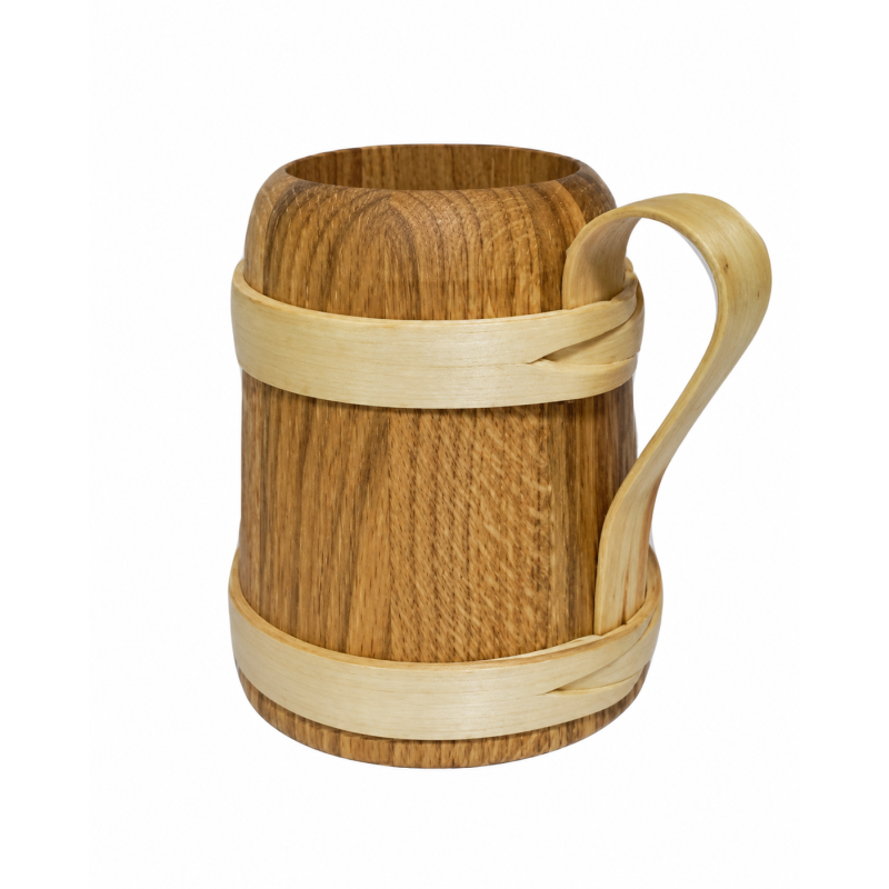 Wooden World – Oak Beer Tankard with Handle, Oiled Wooden Mug, Tapered Shape, 14.5 cm Wooden World – Oak Beer Tankard with Handle, Oiled Wooden Mug, Tapered Shape, 14.5 cm