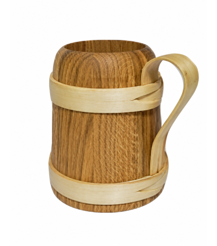 Oak Wooden Beer Tankard with Handle | Wooden World