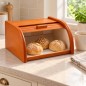 Small Orange Beech Wood Bread Box with Roll-Top Lid – Compact Wooden Kitchen Bread Bin 30x26x16 cm Small Orange Beech Wood Bread Box with Roll-Top Lid – Compact Wooden Kitchen Bread Bin 30x26x16 cm