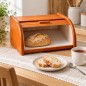 Small Orange Beech Wood Bread Box with Roll-Top Lid – Compact Wooden Kitchen Bread Bin 30x26x16 cm Small Orange Beech Wood Bread Box with Roll-Top Lid – Compact Wooden Kitchen Bread Bin 30x26x16 cm