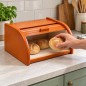 Small Orange Beech Wood Bread Box with Roll-Top Lid – Compact Wooden Kitchen Bread Bin 30x26x16 cm Small Orange Beech Wood Bread Box with Roll-Top Lid – Compact Wooden Kitchen Bread Bin 30x26x16 cm