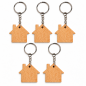 Wooden World House Shaped Beech Wood Keyrings - Craft Blanks, Packs of 1, 5, 10, 50 or 100