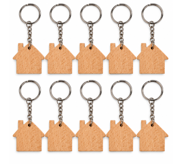 House Shaped Wooden Keyrings 1-100 | Wooden World