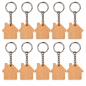 Wooden World House Shaped Beech Wood Keyrings - Craft Blanks, Packs of 1, 5, 10, 50 or 100