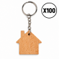 Wooden World House Shaped Beech Wood Keyrings - Craft Blanks, Packs of 1, 5, 10, 50 or 100