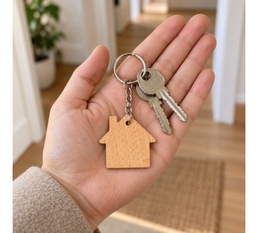 House Shaped Wooden Keyrings 1-100 | Wooden World