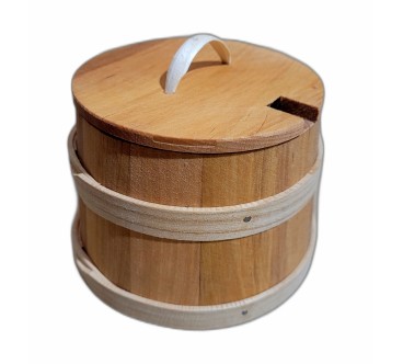 Oiled Beechwood Sugar Bowl with Lid & Spoon – 12 × 10.5 cm