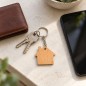 Wooden World House Shaped Beech Wood Keyrings - Craft Blanks, Packs of 1, 5, 10, 50 or 100