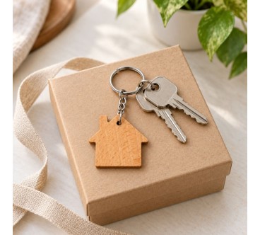 House Shaped Wooden Keyrings 1-100 | Wooden World