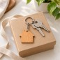 Wooden World House Shaped Beech Wood Keyrings - Craft Blanks, Packs of 1, 5, 10, 50 or 100