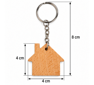 Wooden World House Shaped Beech Wood Keyrings - Craft Blanks, Packs of 1, 5, 10, 50 or 100