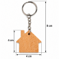 Wooden World House Shaped Beech Wood Keyrings - Craft Blanks, Packs of 1, 5, 10, 50 or 100