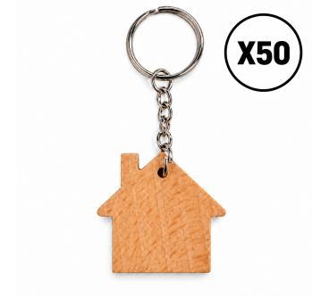 House Shaped Wooden Keyrings 1-100 | Wooden World