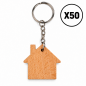 Wooden World House Shaped Beech Wood Keyrings - Craft Blanks, Packs of 1, 5, 10, 50 or 100