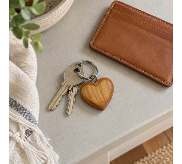Small Cherry Wood Heart Keyring 1–100 Pack | Wooden World