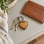Wooden World - Small Cherry Wood Heart Keyring with Metal Chain & Ring, Packs of 1, 5, 10, 50 or 100