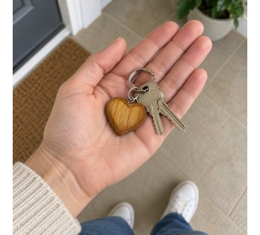 Small Cherry Wood Heart Keyring 1–100 Pack | Wooden World