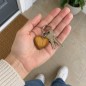 Wooden World - Small Cherry Wood Heart Keyring with Metal Chain & Ring, Packs of 1, 5, 10, 50 or 100