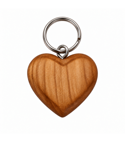 Small Cherry Wood Heart Keyring 1–100 Pack | Wooden World