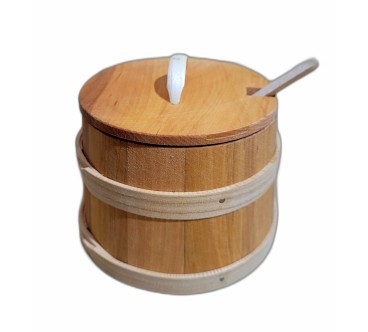 Oiled Beechwood Sugar Bowl with Lid & Spoon – 12 × 10.5 cm