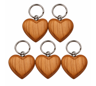 Small Cherry Wood Heart Keyring 1–100 Pack | Wooden World