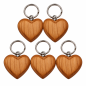 Wooden World - Small Cherry Wood Heart Keyring with Metal Chain & Ring, Packs of 1, 5, 10, 50 or 100