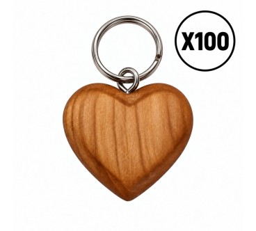 Small Cherry Wood Heart Keyring 1–100 Pack | Wooden World