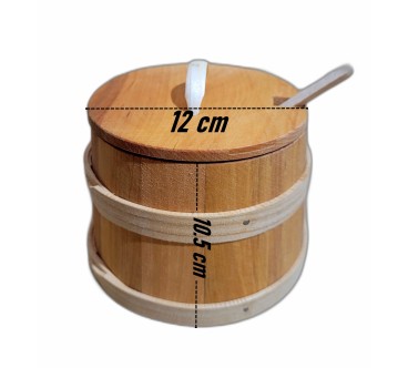 Wooden Sugar Bowl with Lid and Spoon – Oiled Beechwood Container